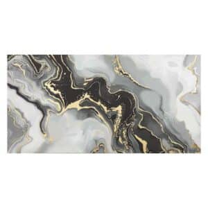 Black & Gold Foiled Abstract Canvas Wall Art, 60x30