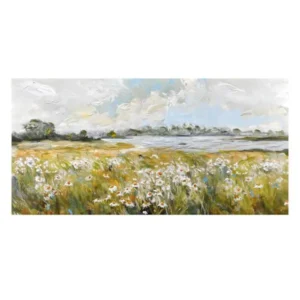 Floral Landscape with Pond Canvas Wall Art, 24x48