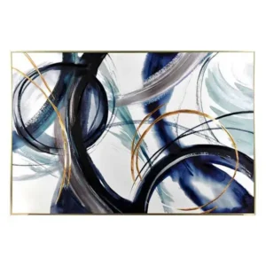 Framed Blue & Gold Abstract Canvas Wall Art, 61x31