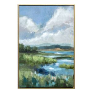 Framed Green Landscape Hand Painted Wall Art, 36x24