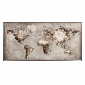 Framed Map of the World Canvas Wall Art, 72x36