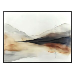 Framed Water with Hills Landscape Canvas Wall Art, 41x31
