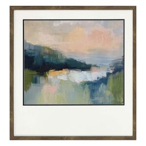 Glass Framed Misty Mountains Paper Wall Art, 31"