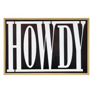 Glass Framed Typography Howdy Print Wall Art, 37x25
