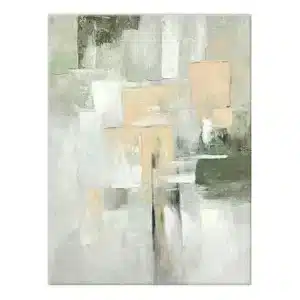 Hand Painted Green Geometric Abstract Canvas Wall Art, 30x40