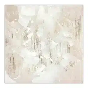 Hand Painted White & Gold Abstract Canvas Wall Art, 30"