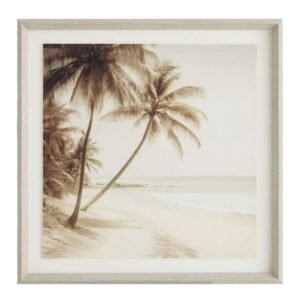 Sepia Beach with Palm Trees Wall Art, 26"